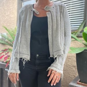Free People Ragged Cropped Cotton Jacket